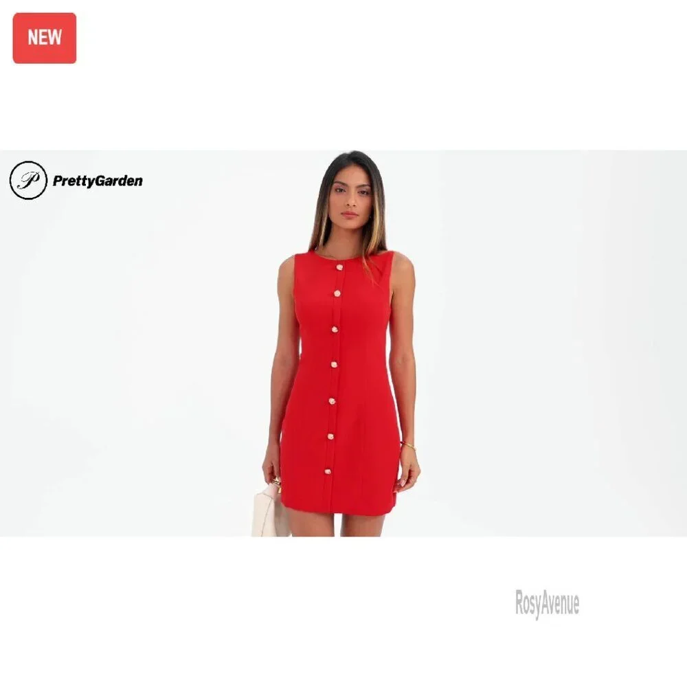 Sleeveless Button Down Work Dress, Business Formal Office Outfit